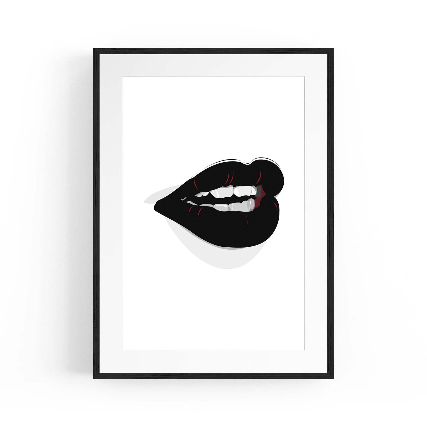 Black Lips Fashion Minimal Girls Bedroom Wall Art - The Affordable Art Company