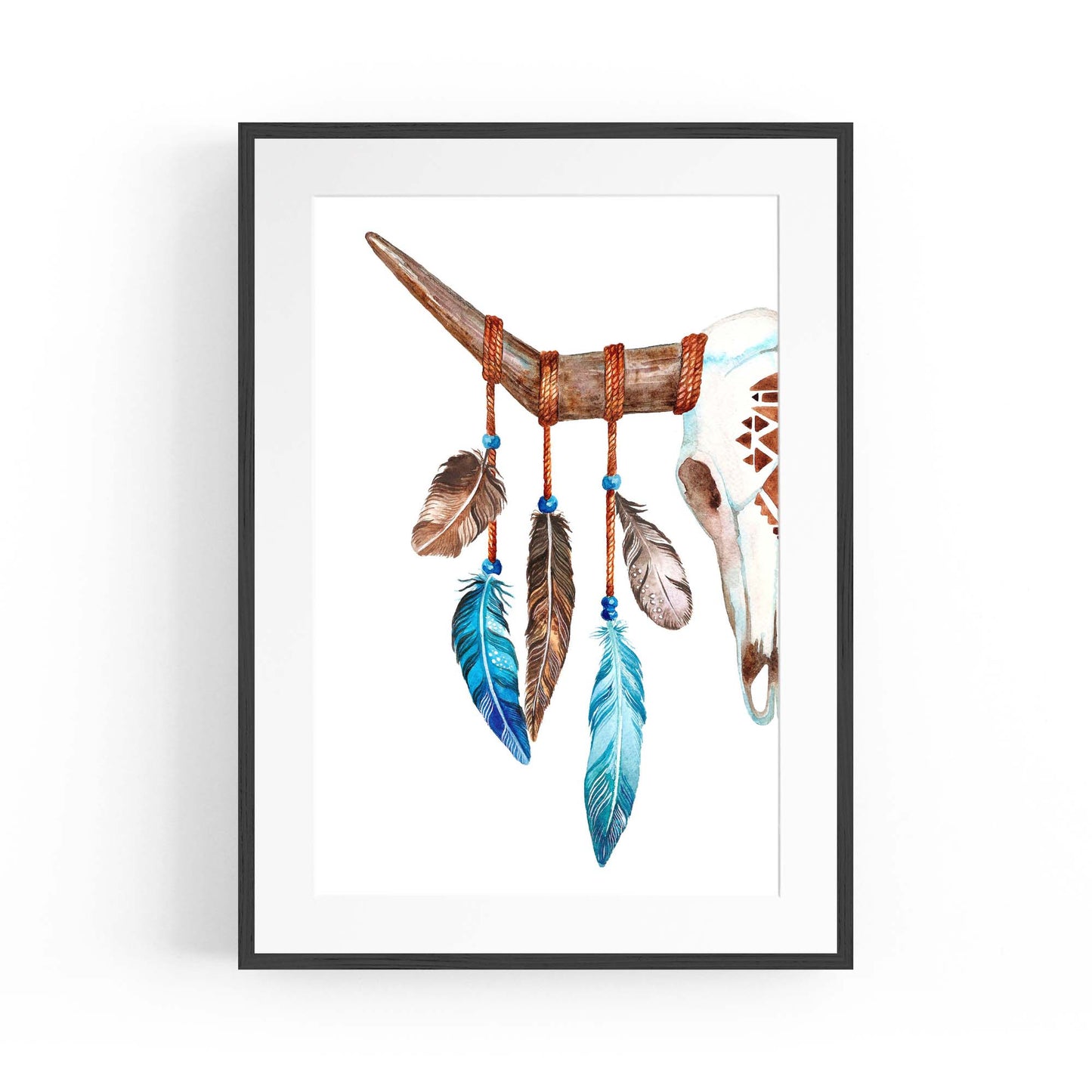 Cow Skull Painting Minimal Boho Vintage Wall Art #3 - The Affordable Art Company