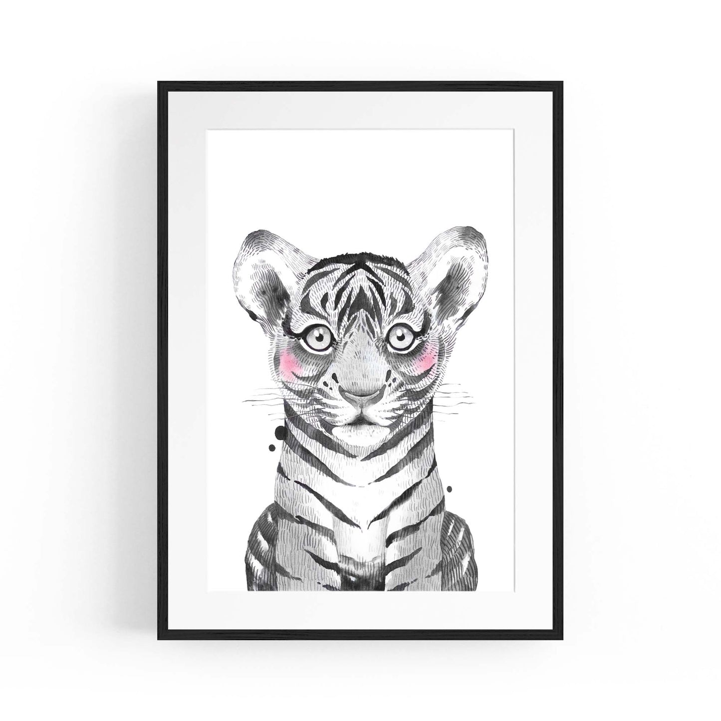 Cute Blushing Baby Tiger Nursery Animal Wall Art - The Affordable Art Company