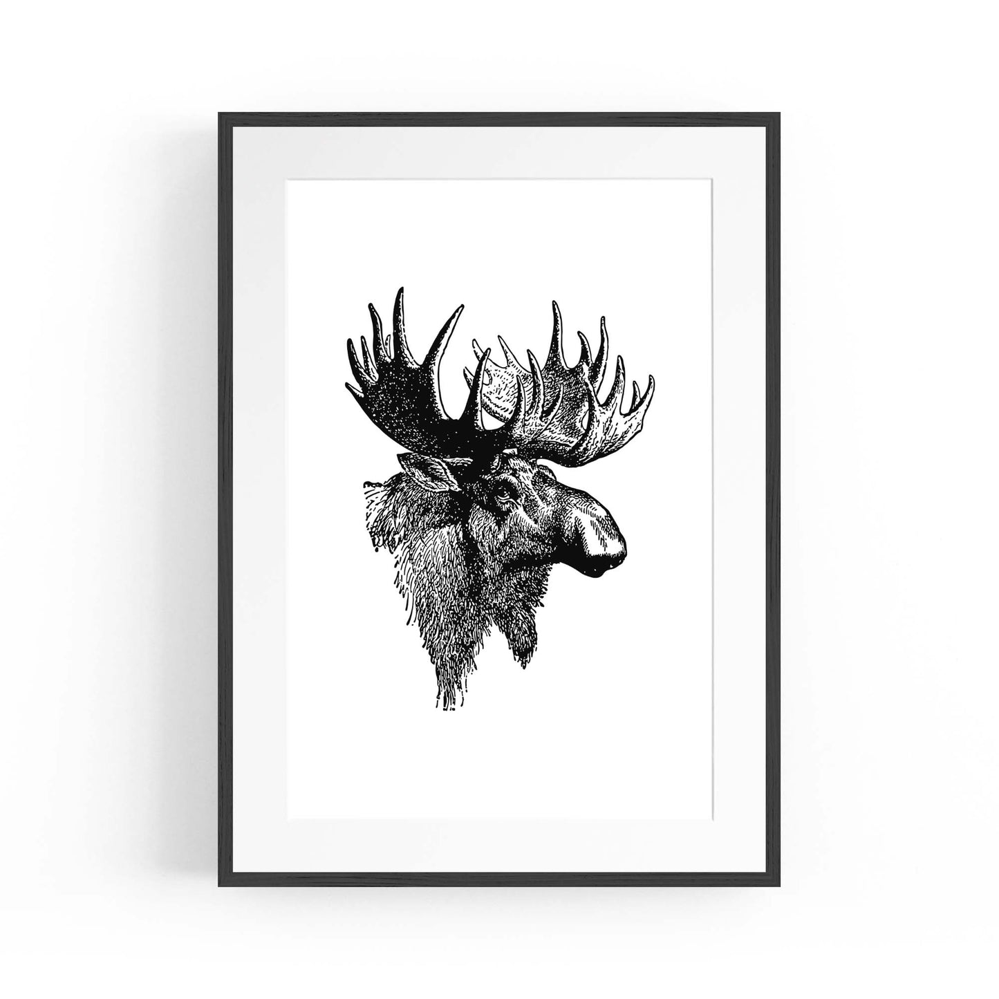Moose Head Drawing Hunting Man Cave Wall Art #2 - The Affordable Art Company