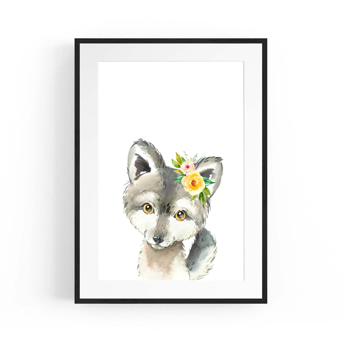 Cute Baby Wolf Nursery Animal Gift Wall Art - The Affordable Art Company