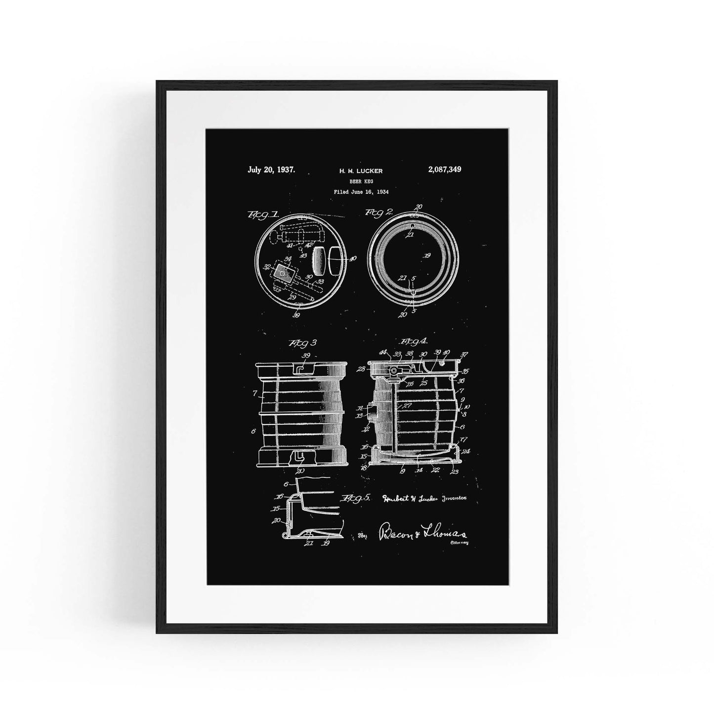 Vintage Beer Keg Patent Man Cave Gift Wall Art #1 - The Affordable Art Company