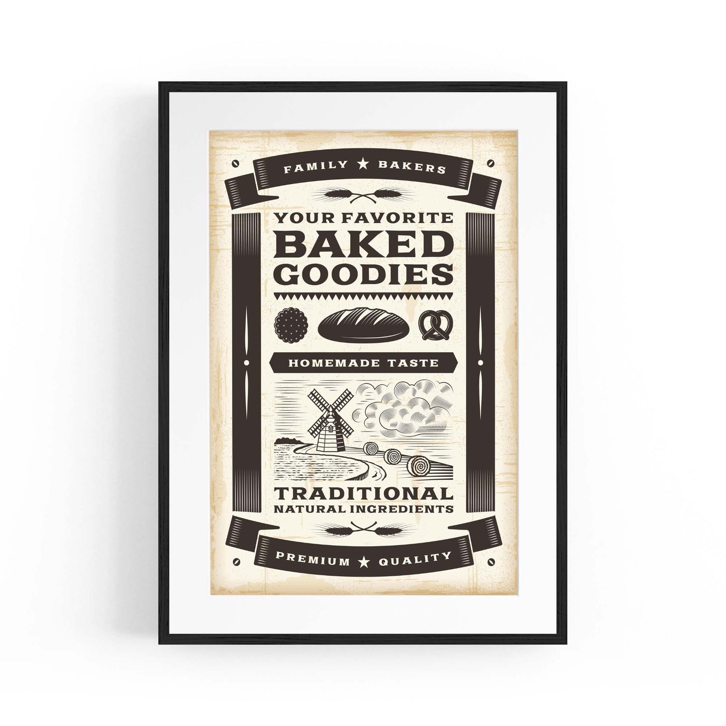 Vintage Bakery Farmhouse Kitchen Cafe Wall Art - The Affordable Art Company