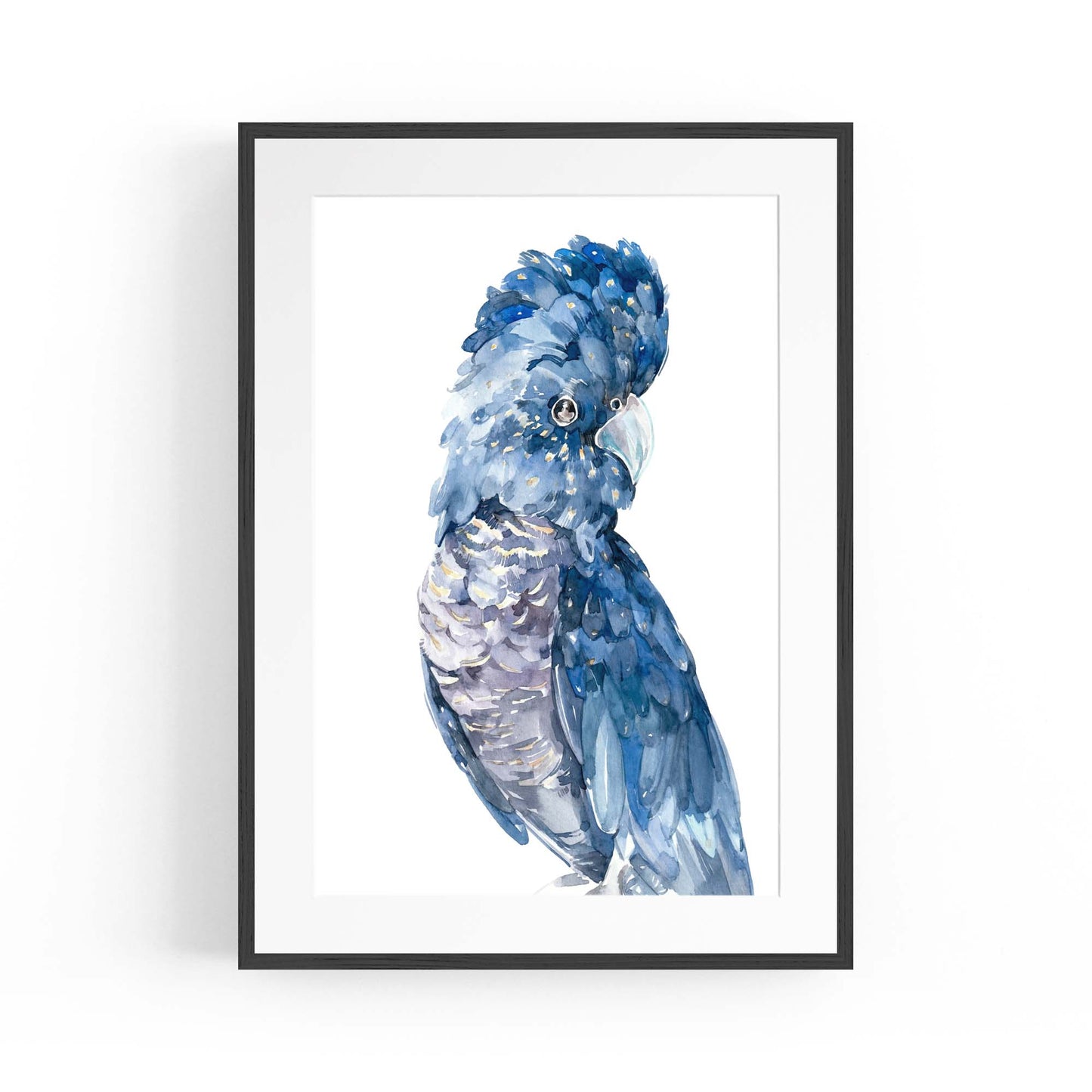 Blue Cockatoo Watercolour Painting Bird Wall Art #1 - The Affordable Art Company