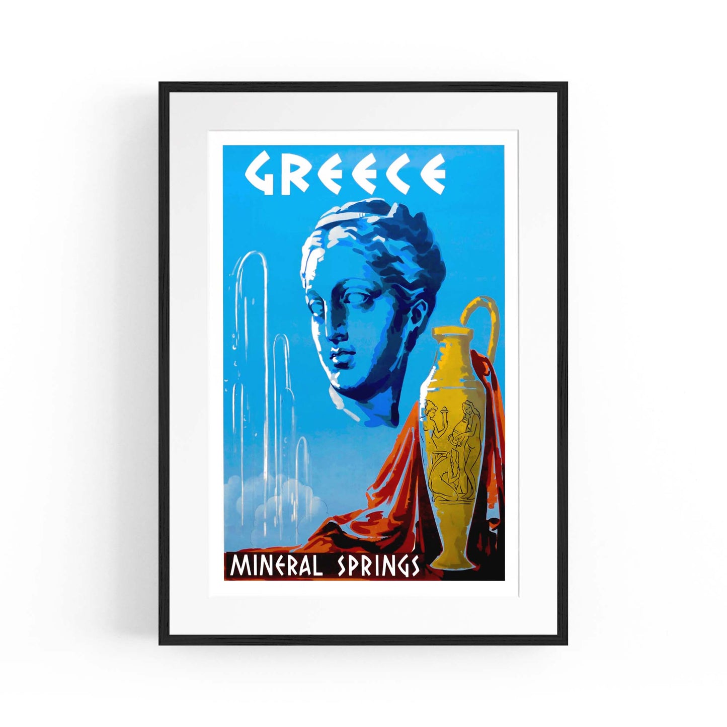 Mineral Springs Greece Vintage Travel Advert Wall Art - The Affordable Art Company