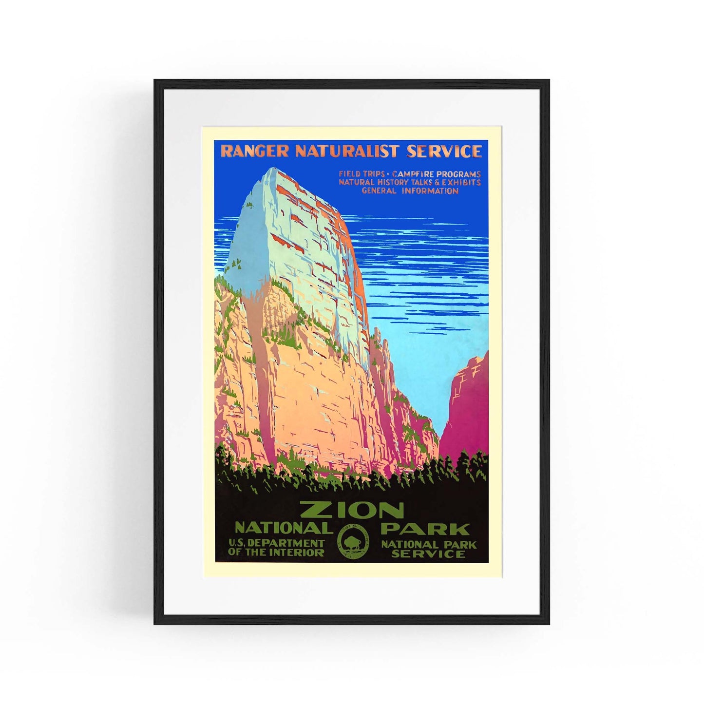 Zion National Park, USA Vintage Travel Wall Art - The Affordable Art Company