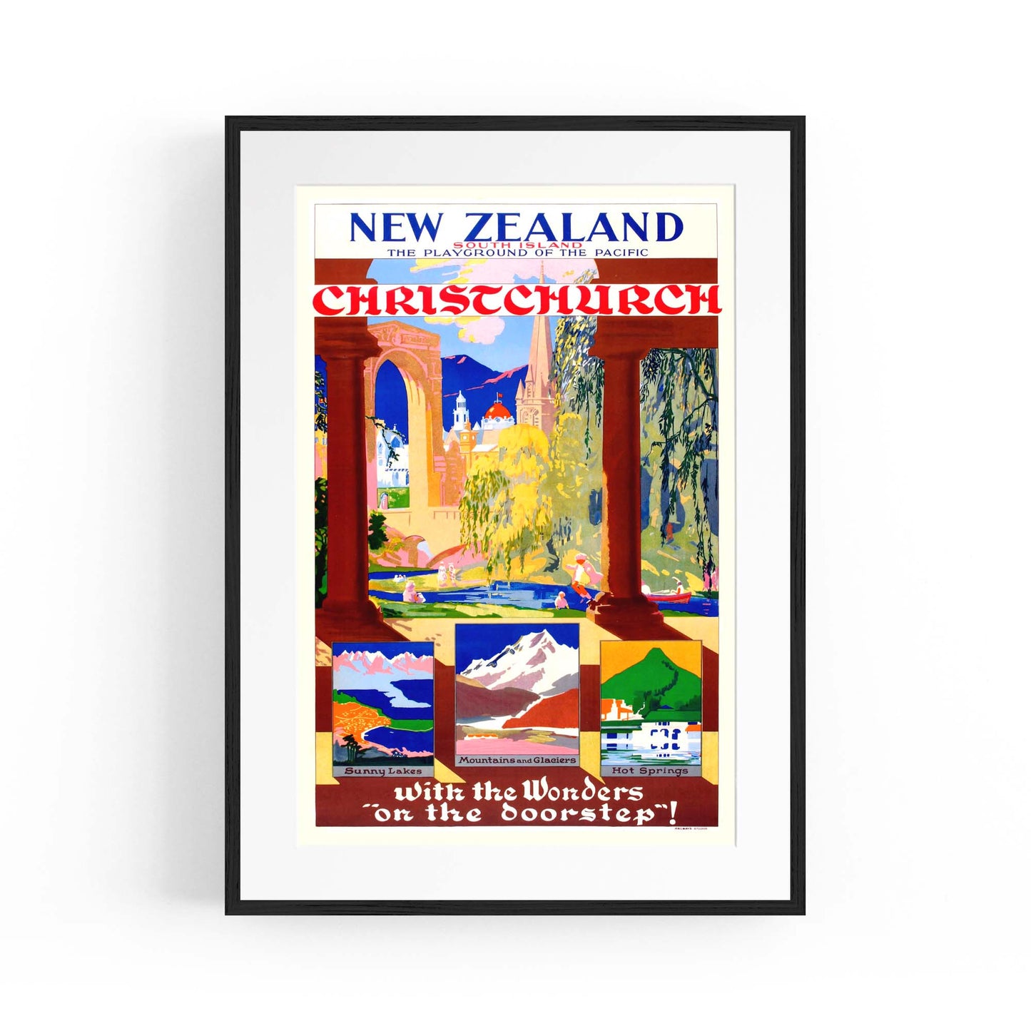 Christchurch, New Zealand Vintage Travel Wall Art - The Affordable Art Company