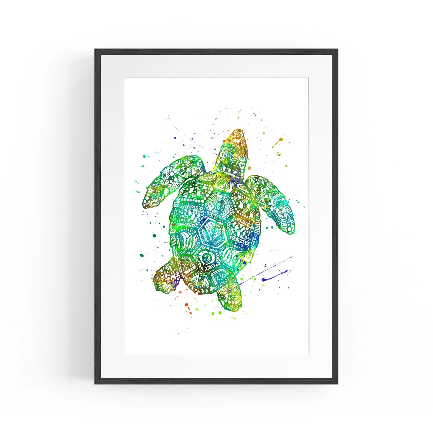 Green Sea Turtle Mandala Animal Wall Art - The Affordable Art Company