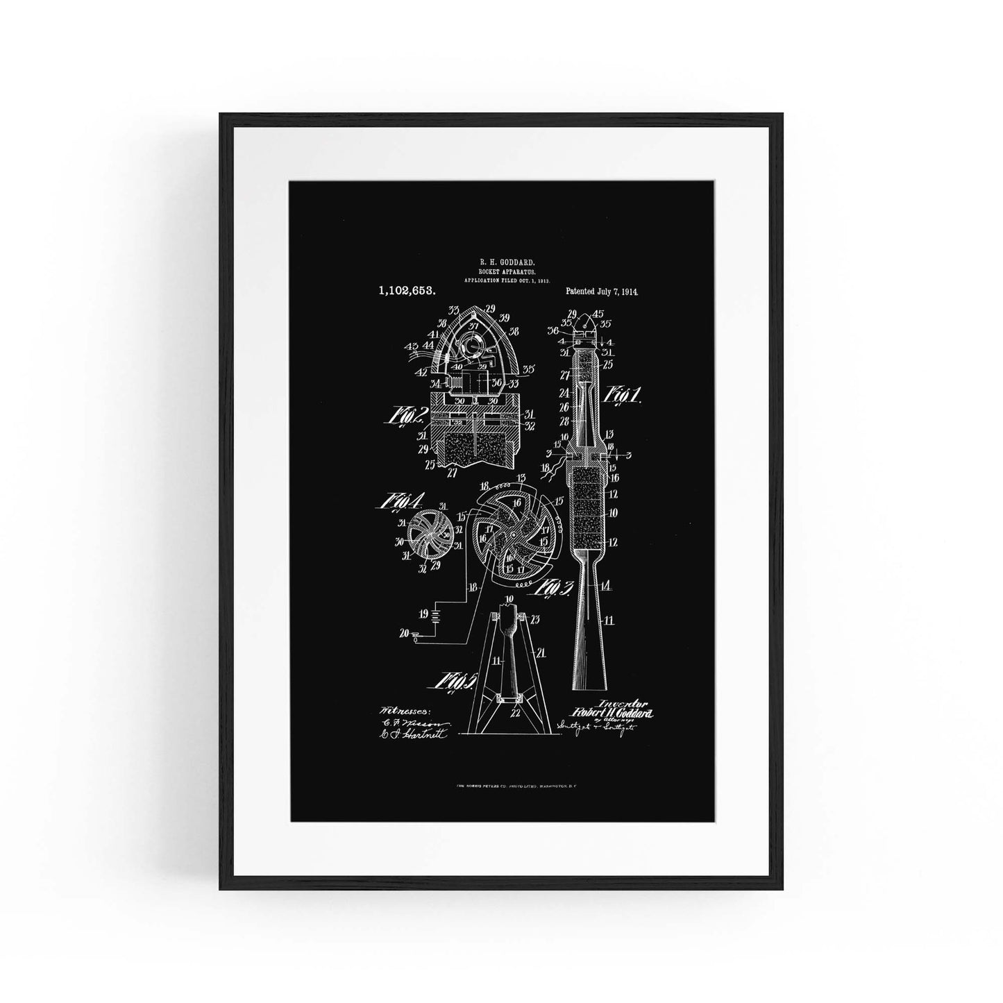 Vintage Rocket Patent Engineering Wall Art #1 - The Affordable Art Company