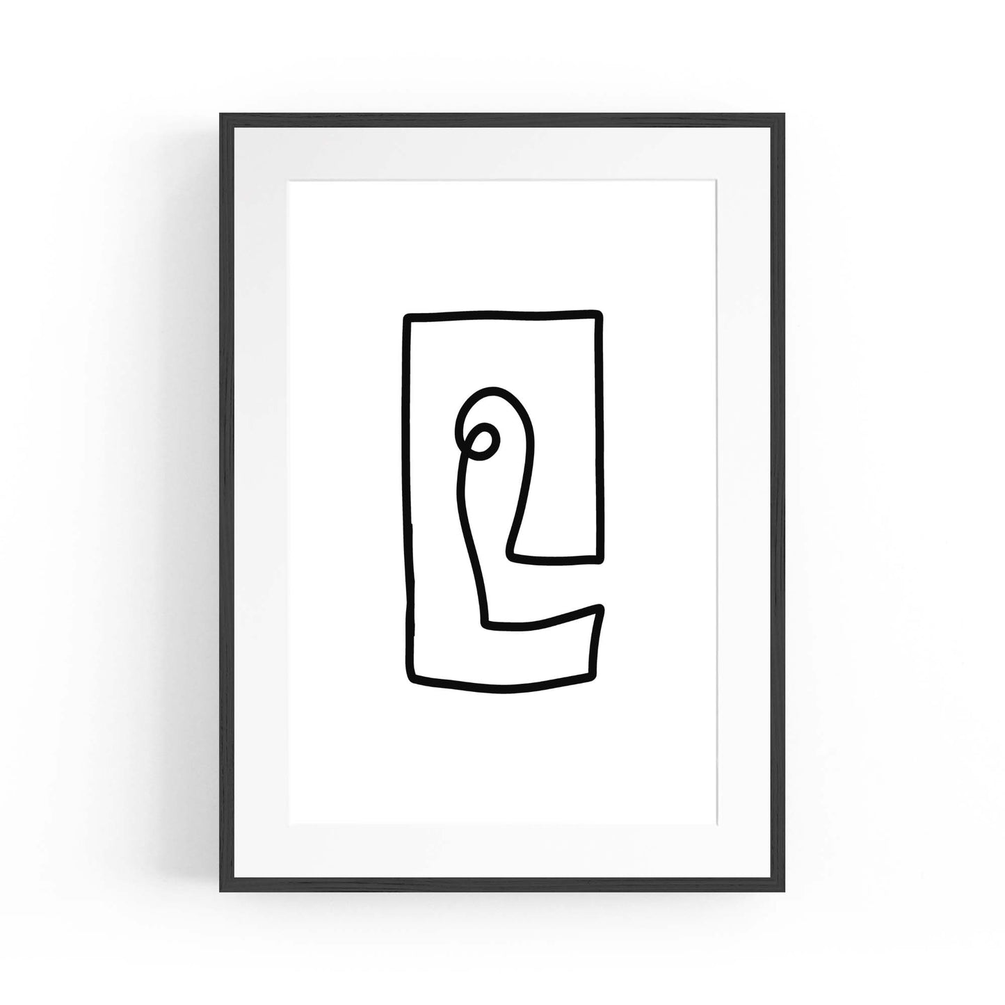 Squared Abstract Face Minimal Drawing Wall Art - The Affordable Art Company