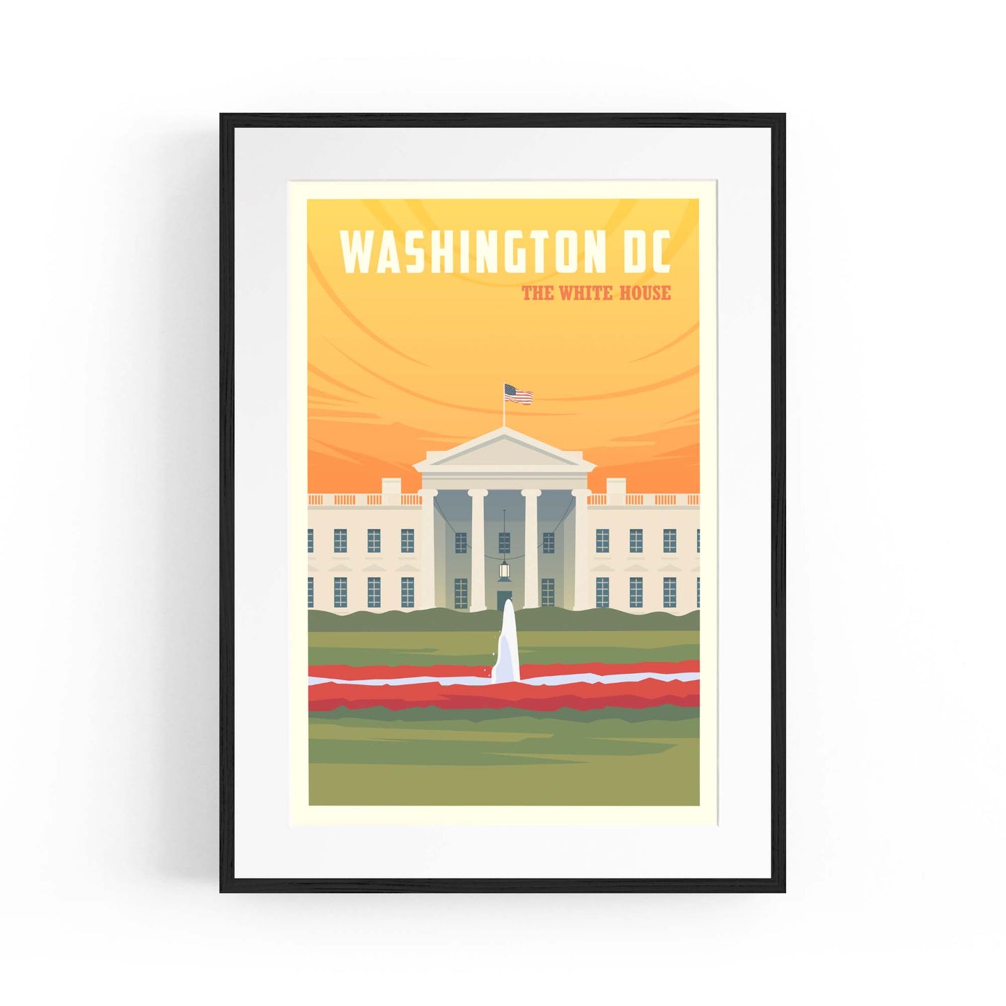Retro Washington DC USA Vintage Travel Wall Art - The Affordable Art Company