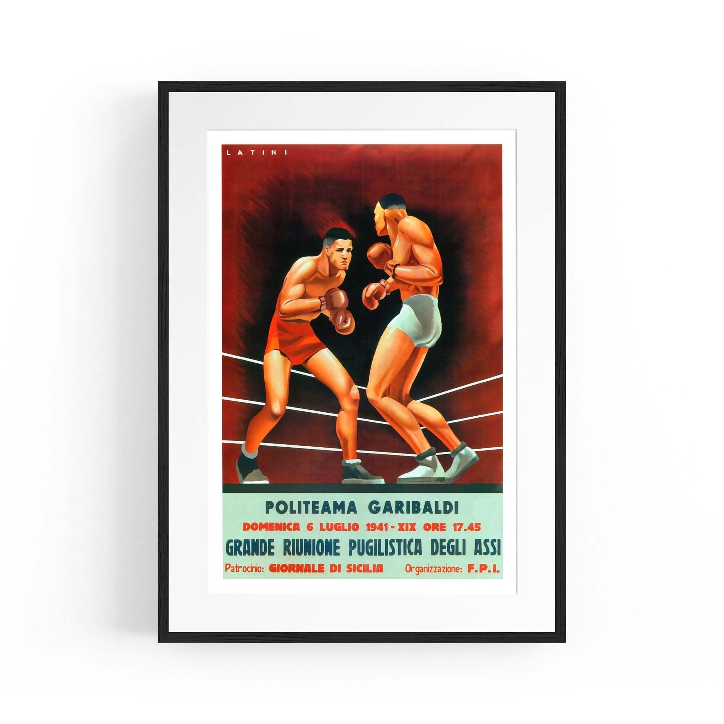 Politeama Garibaldi Boxing Vintage Sports Advert Wall Art - The Affordable Art Company