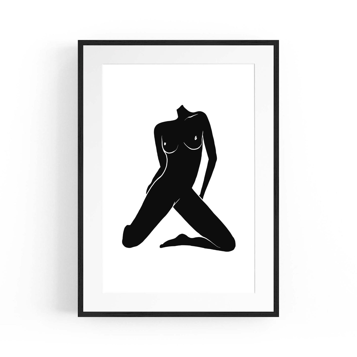 Nude Ink Abstract Painting Minimal Black Wall Art - The Affordable Art Company
