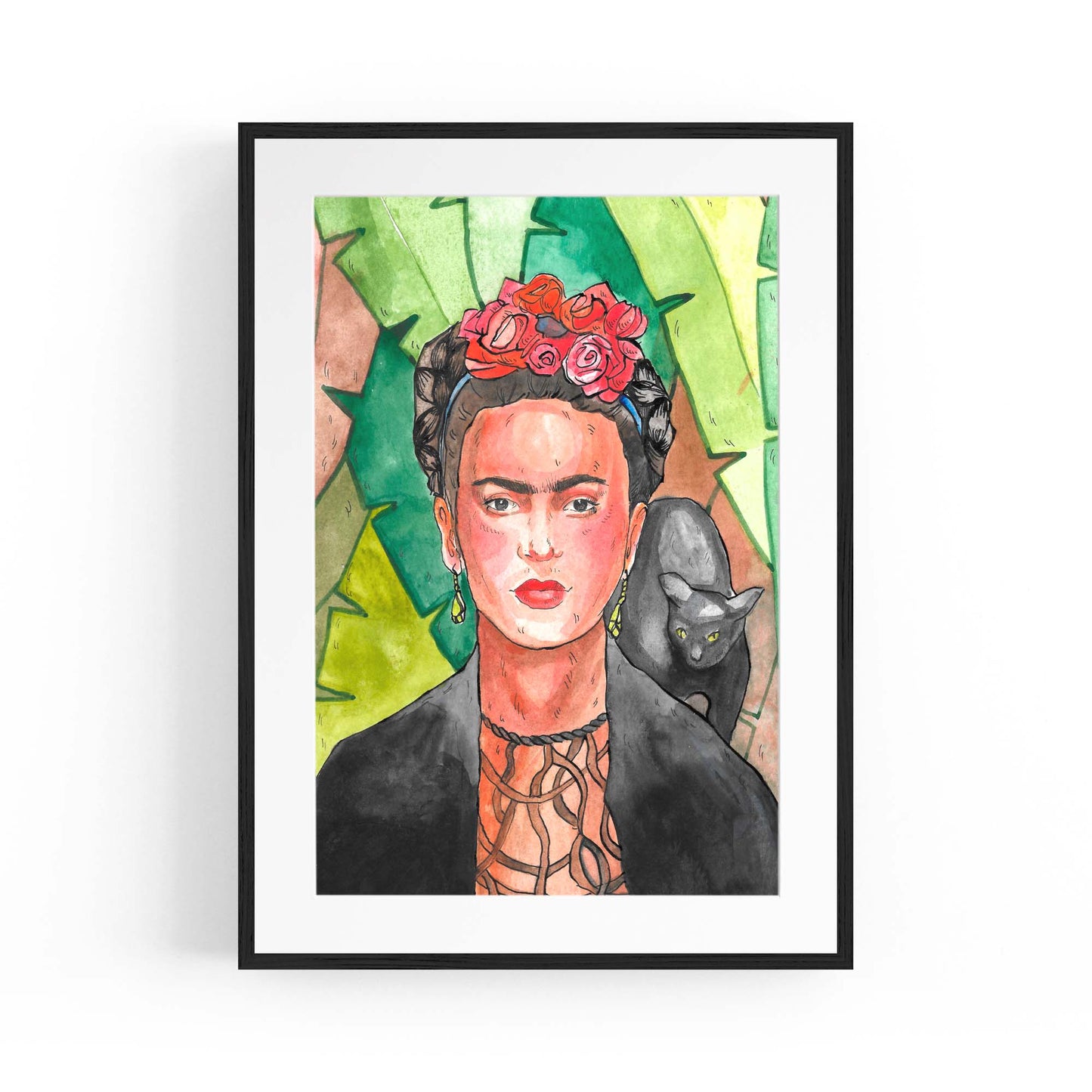 Frida Kahlo Jungle Cat Painting Fashion Wall Art - The Affordable Art Company