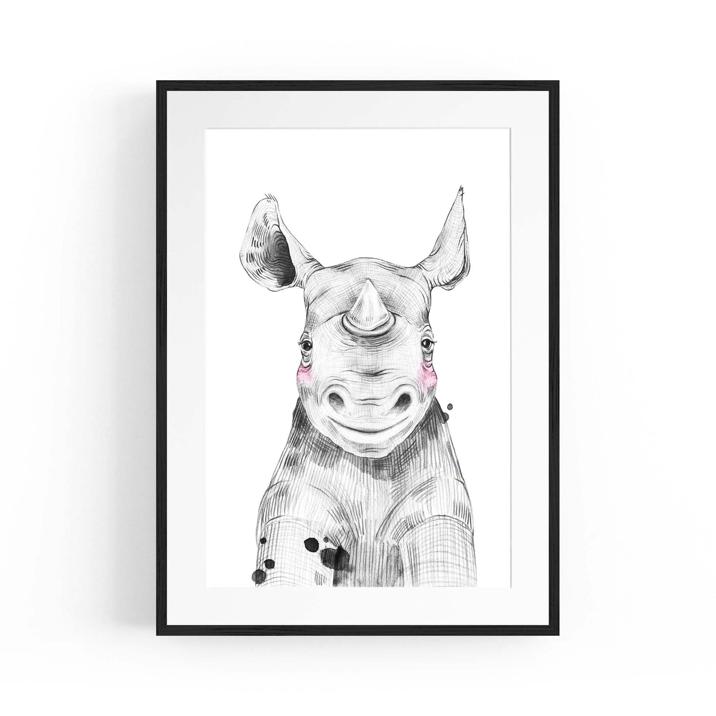 Cute Blushing Baby Rhino Nursery Animal Wall Art - The Affordable Art Company