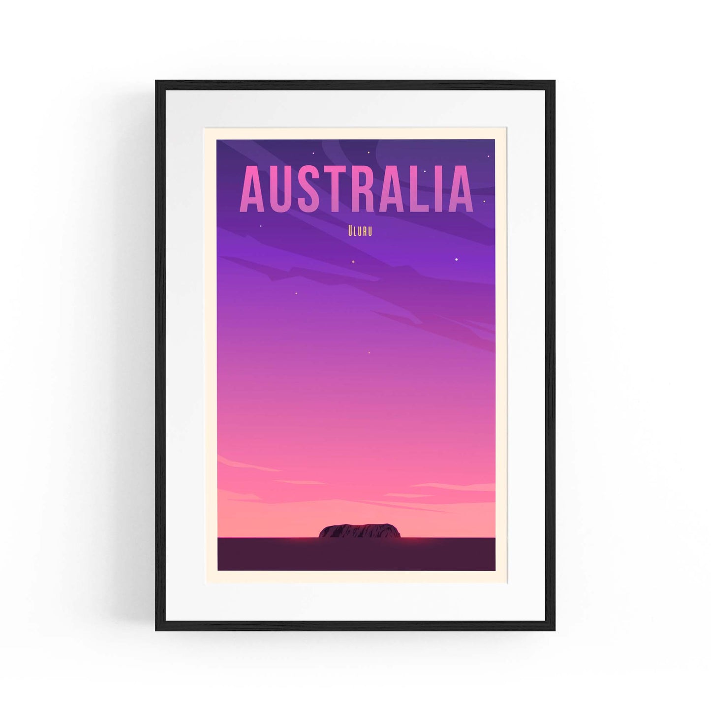 Retro Uluru, Australia Vintage Travel Wall Art - The Affordable Art Company