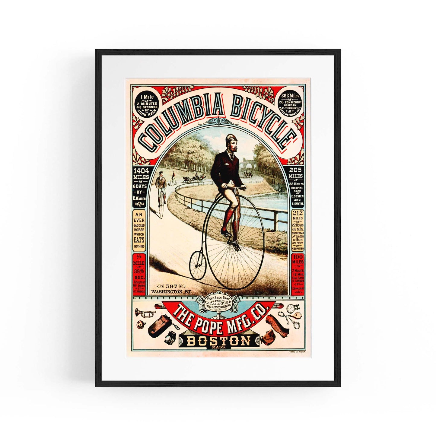 Columbia Bicycle Vintage Advert Cycling Wall Art - The Affordable Art Company