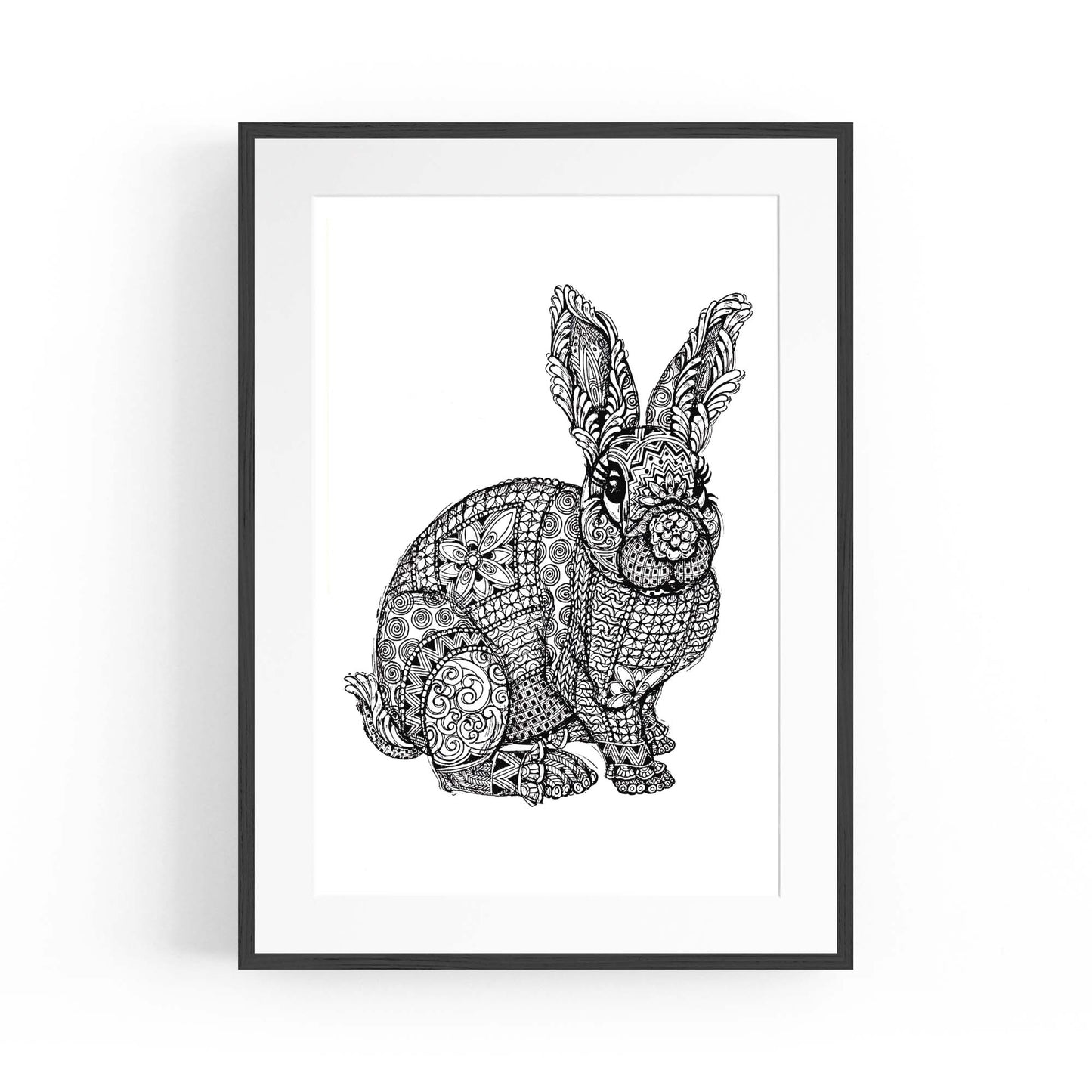 Rabbit Mandala Minimal Drawing Wall Art - The Affordable Art Company