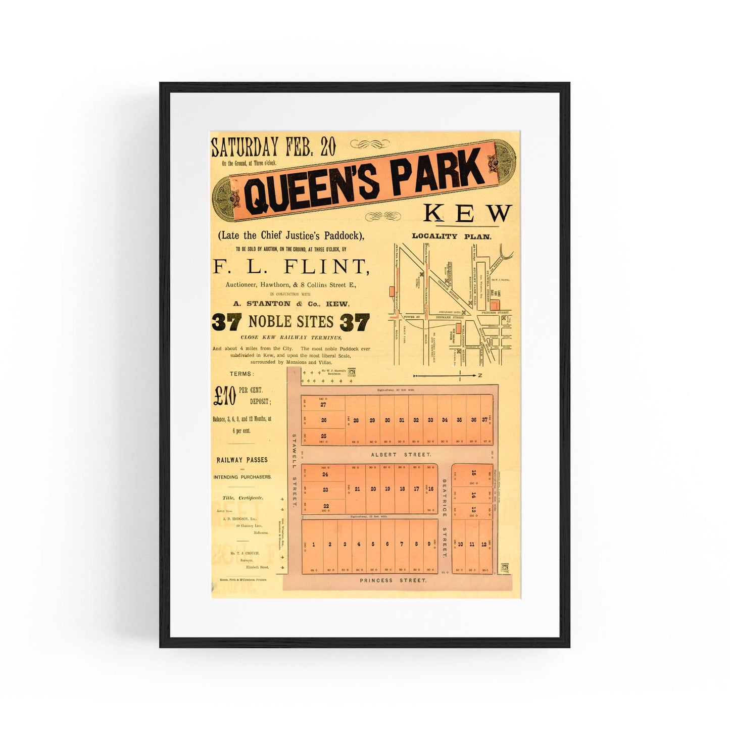 Kew Melbourne Vintage Real Estate Advert Wall Art #4 - The Affordable Art Company