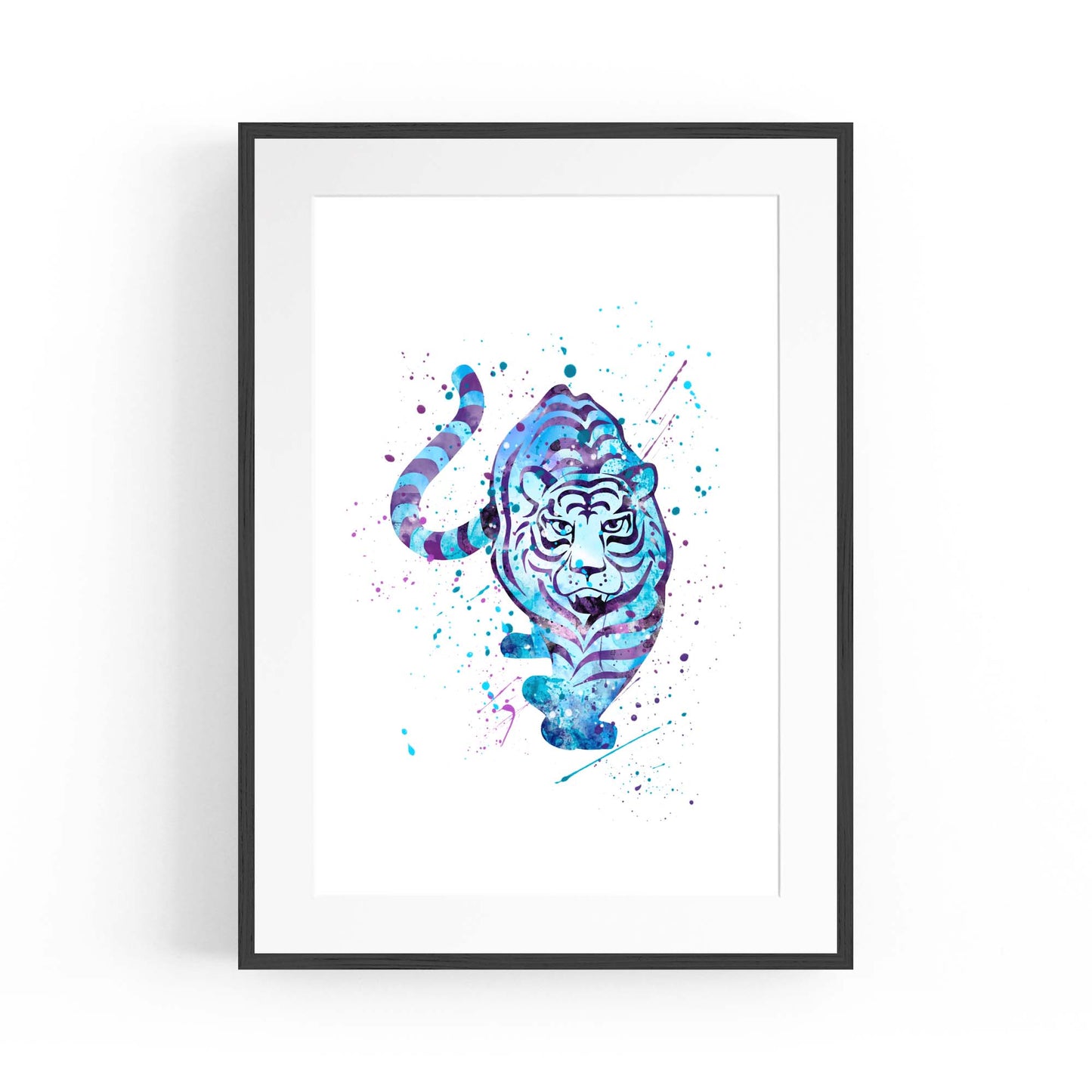 Blue Tiger Cute Animal Painting Wall Art - The Affordable Art Company