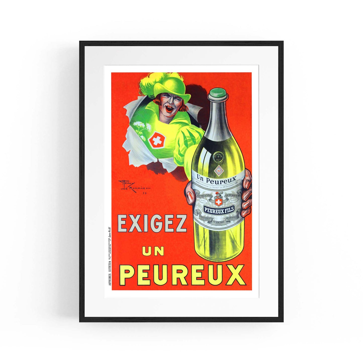 Exigez Un Peureux Vintage Drinks Advert Wall Art - The Affordable Art Company