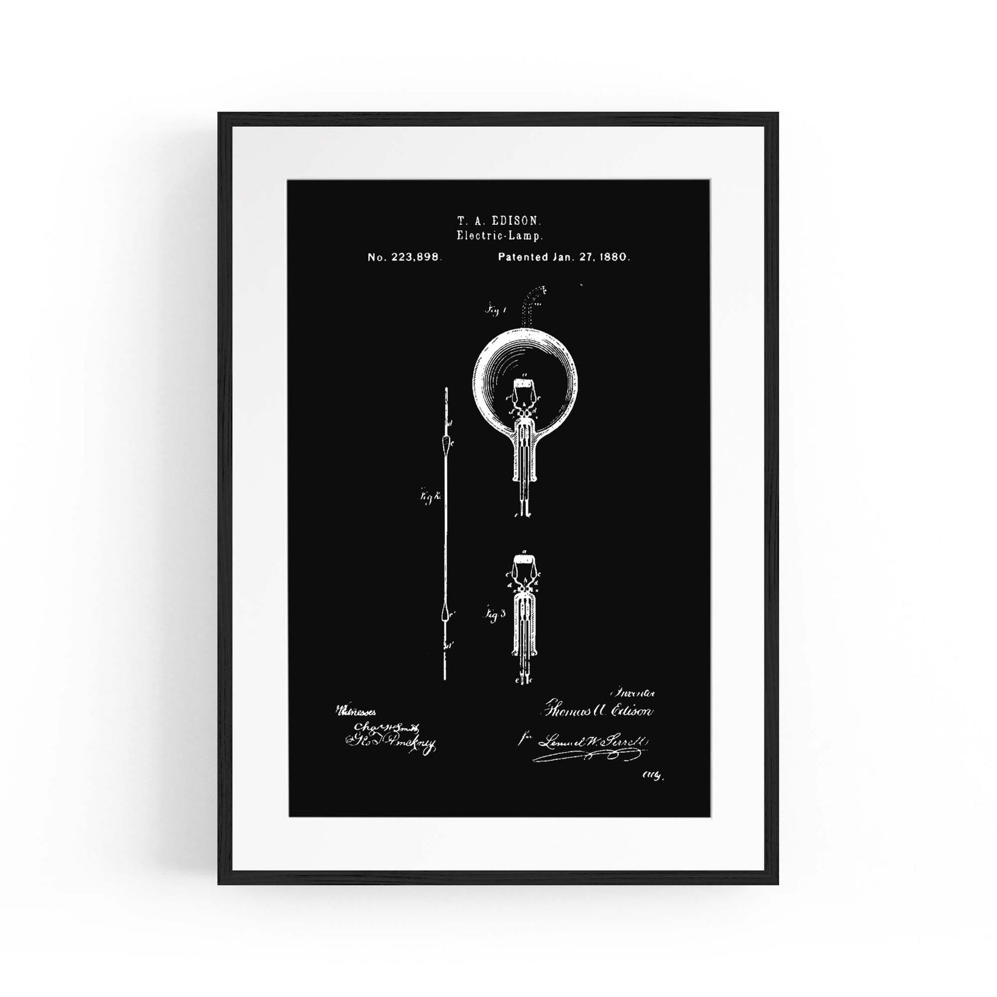 Vintage Edison Light Bulb Patent Wall Art #1 - The Affordable Art Company