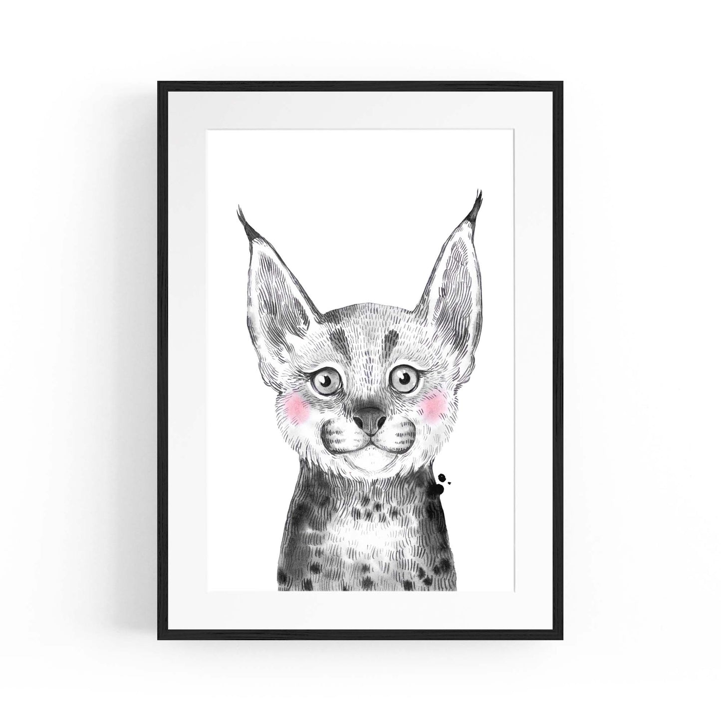Cute Blushing Baby Bobcat Nursery Animal Wall Art - The Affordable Art Company