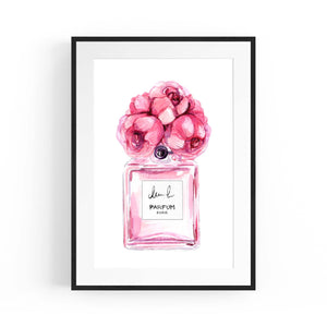 Pink Floral Perfume Bottle Fashion Flowers Wall Art #7 - The Affordable Art Company