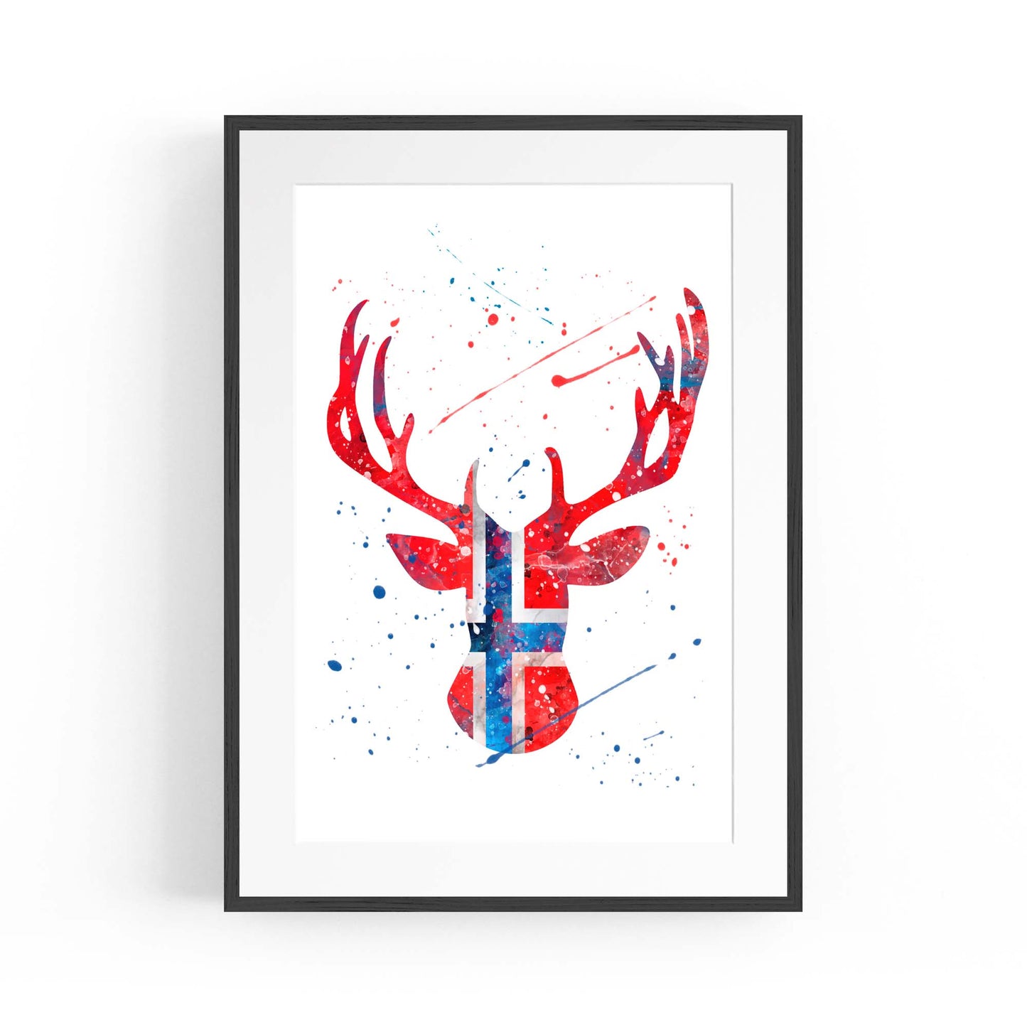 Norwegian Flag Deer Painting Wall Art - The Affordable Art Company