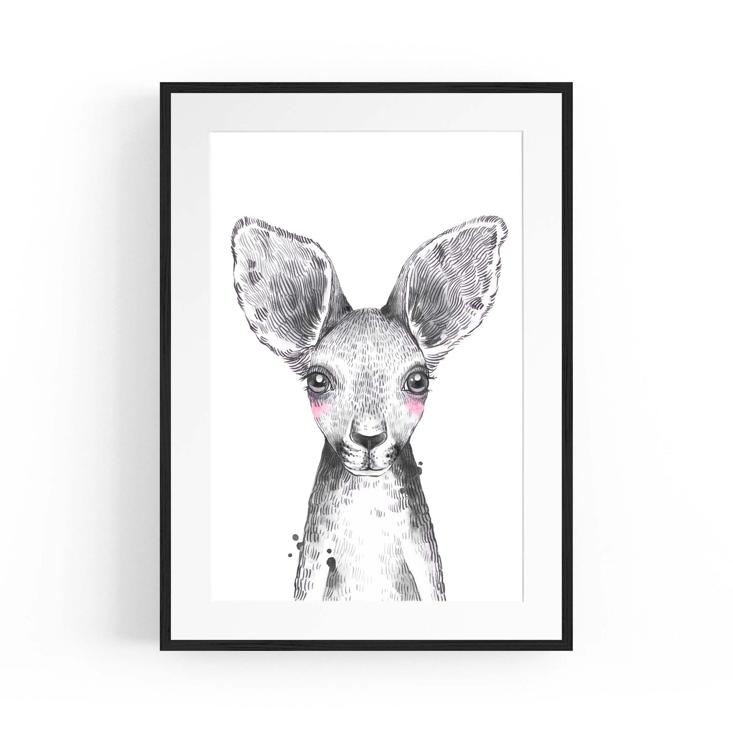 Cute Blushing Baby Kangaroo Nursery Animal Wall Art - The Affordable Art Company