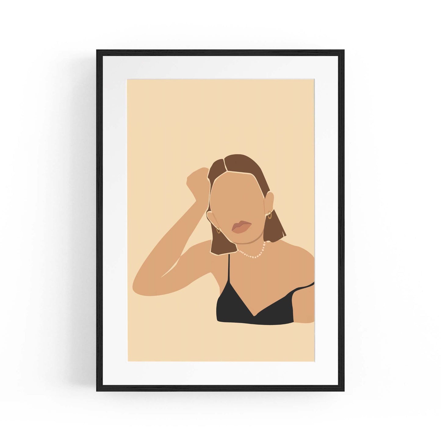 Abstract Brunette Girl Fashion Bedroom Wall Art - The Affordable Art Company