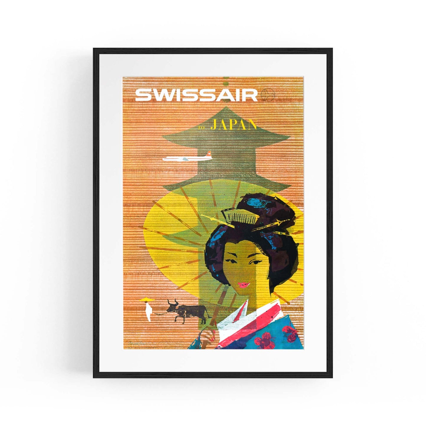 Swissair to Japan Vintage Travel Advert Wall Art - The Affordable Art Company