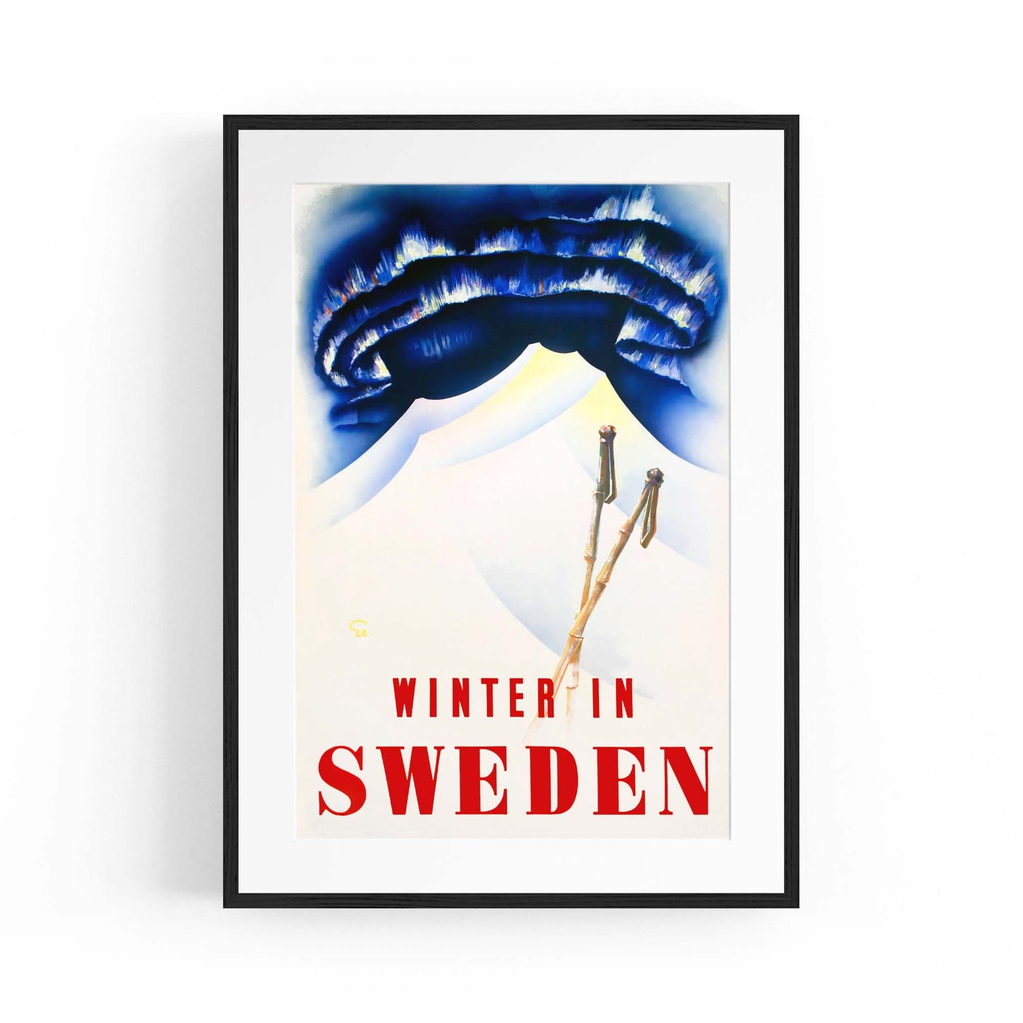 Winter In Sweden Vintage Travel Advert Wall Art - The Affordable Art Company
