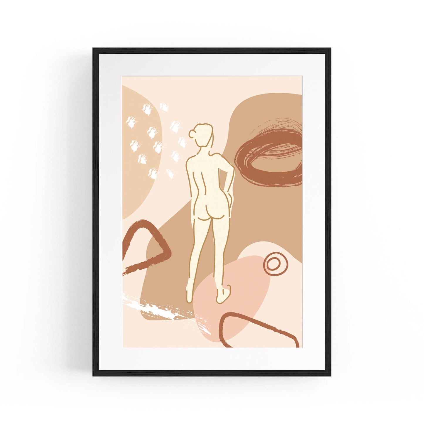 Nude Female Body Minimal Retro Drawing Wall Art - The Affordable Art Company