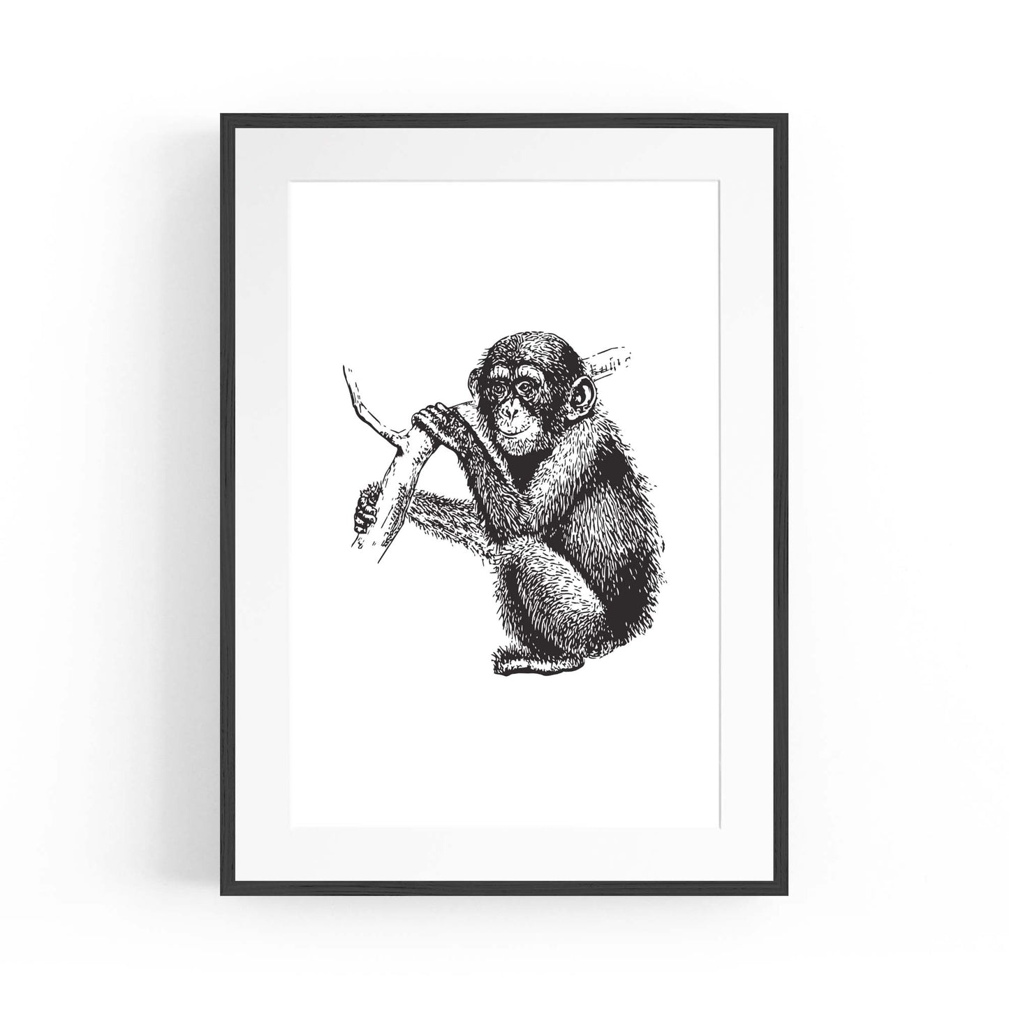 Monkey Baby Drawing Animal Jungle Wall Art - The Affordable Art Company