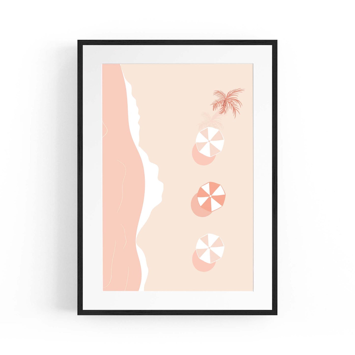 Minimal Beach Coastal Pink & Pastel Retro Wall Art - The Affordable Art Company