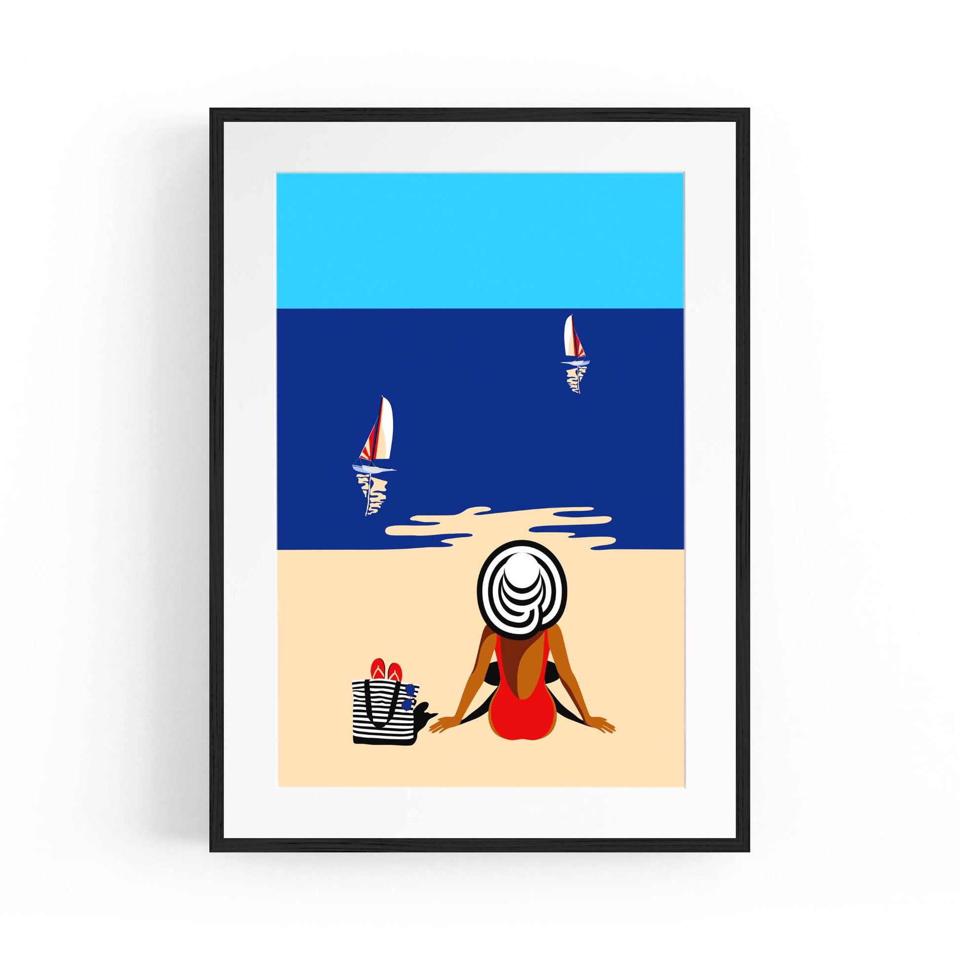 Retro Summer Beach Coastal Fashion Wall Art #5 - The Affordable Art Company