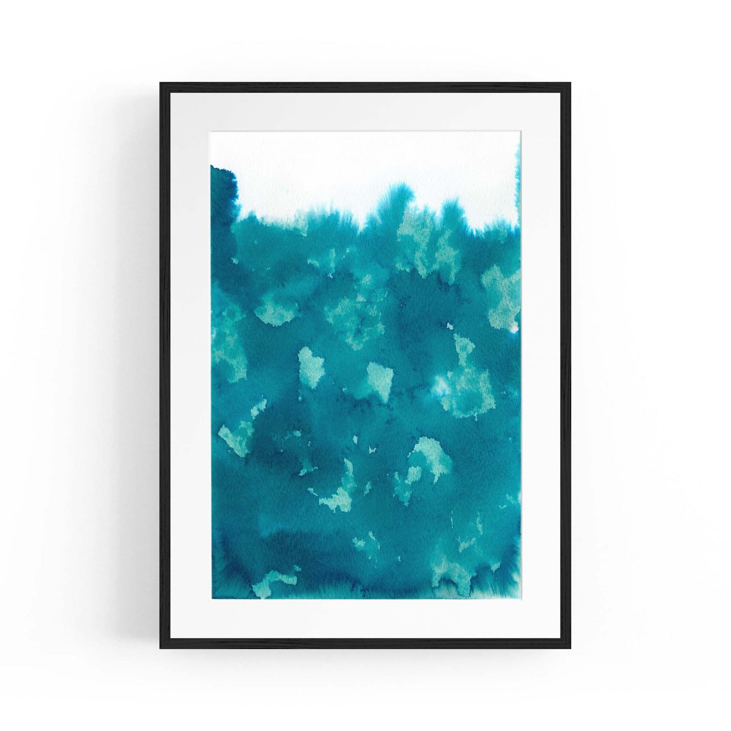Teal Ink Minimal Ink Painting Blue Wall Art #4 - The Affordable Art Company