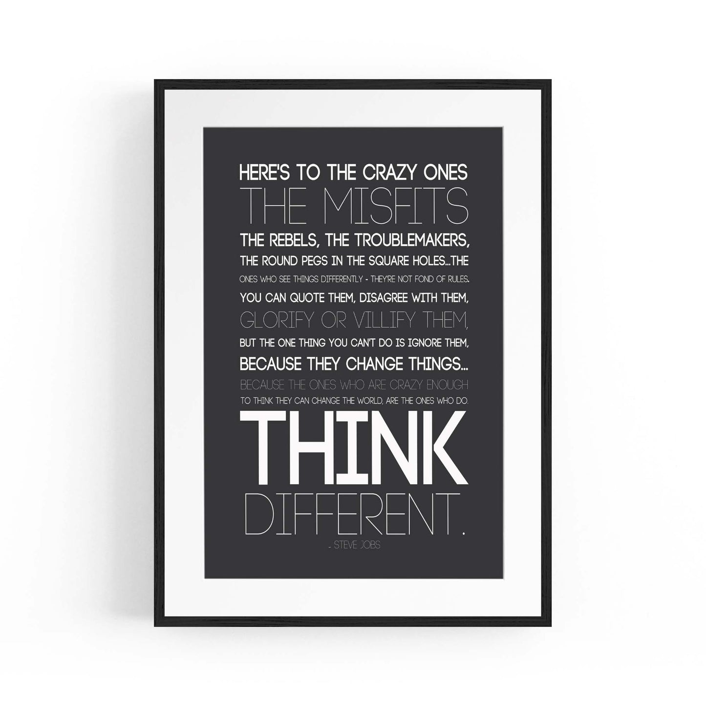 "Think Different" Steve Jobs Office Quote Wall Art - The Affordable Art Company