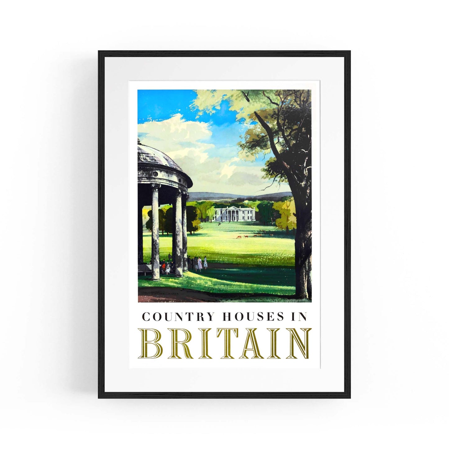 Country Houses In Britain Vintage Travel Advert Wall Art - The Affordable Art Company