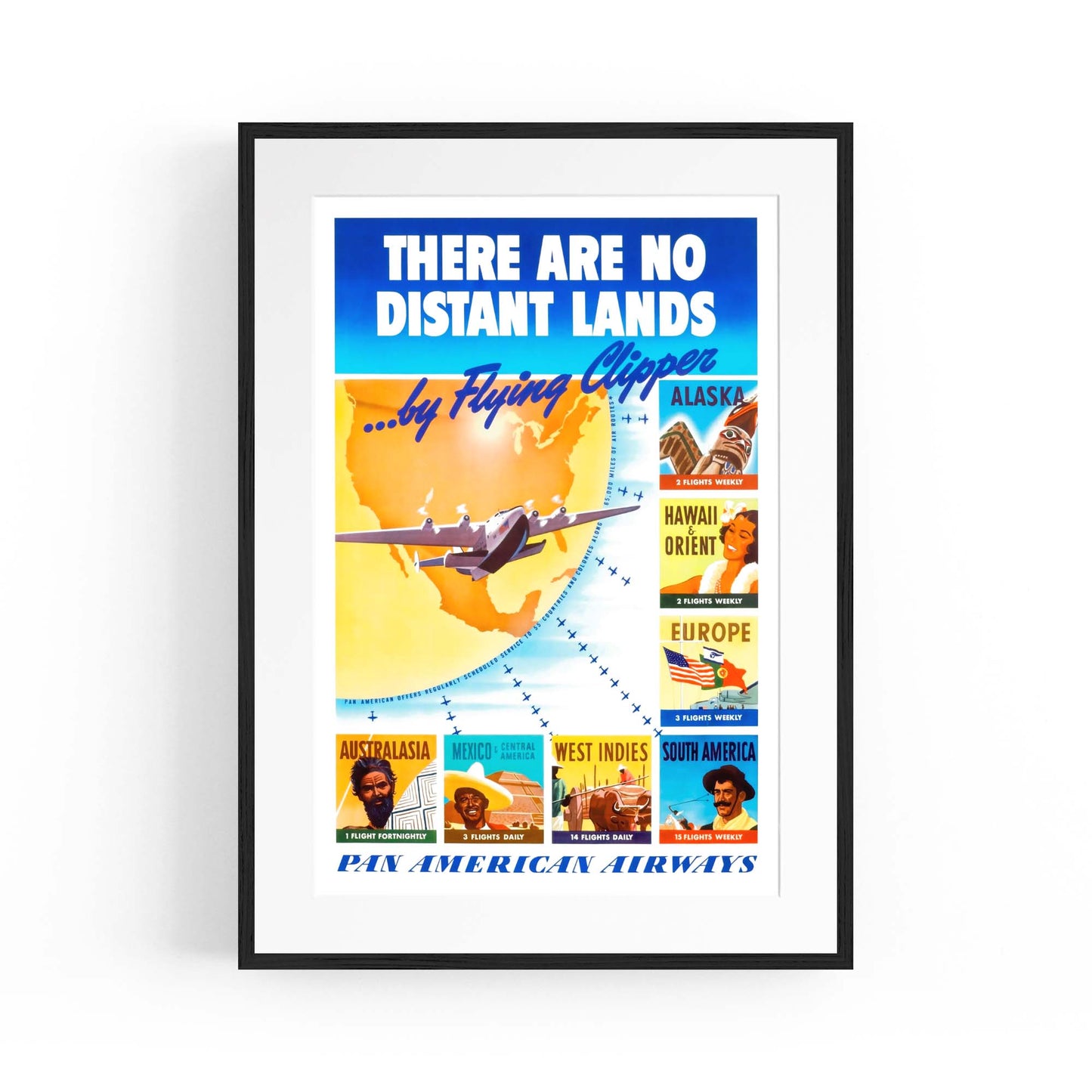 Pan American Airways "Distant Lands" Vintage Travel Advert Wall Art - The Affordable Art Company