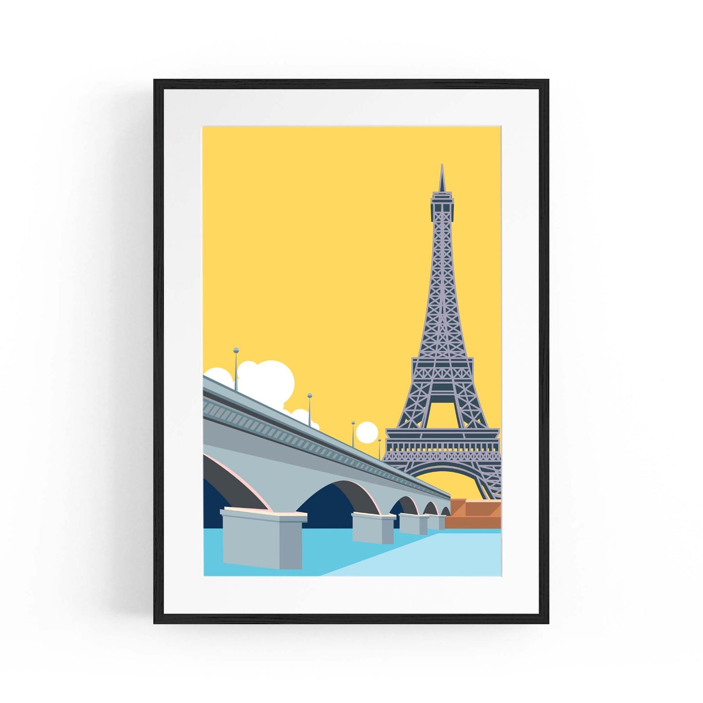 Retro Eiffel Tower Paris Travel Vintage Wall Art - The Affordable Art Company