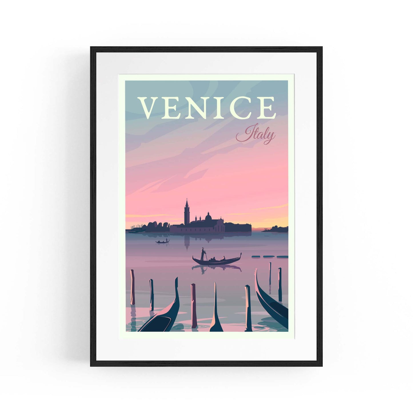 Retro Venice Italy Vintage Travel European Wall Art - The Affordable Art Company