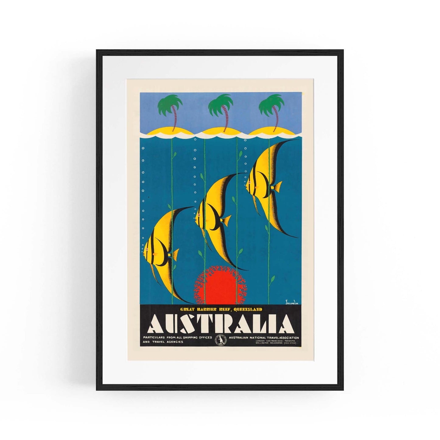 Great Barrier Reef, Australia Vintage Travel Advert Wall Art - The Affordable Art Company