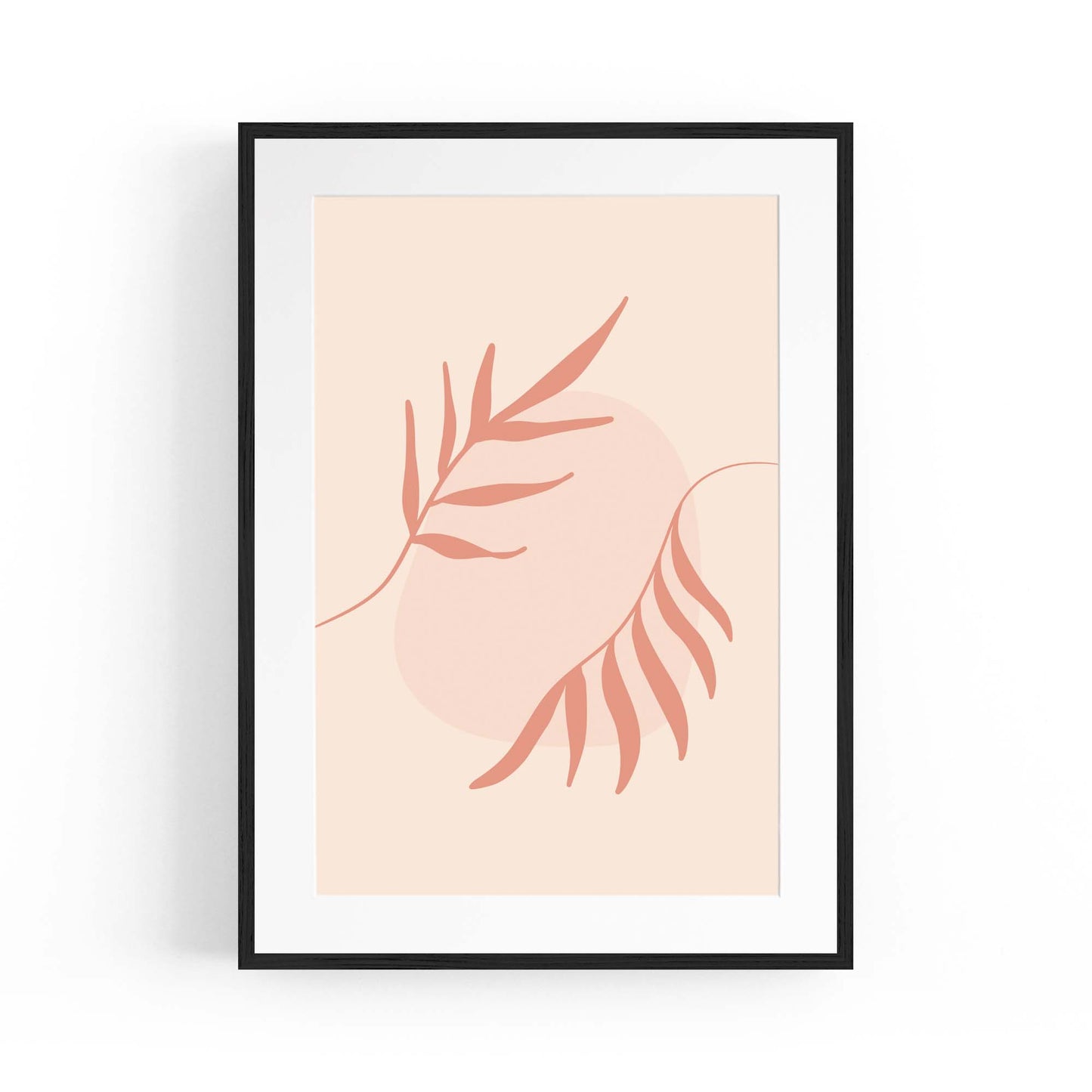 Minimal Leaf Pink & Pastel Retro Abstract Wall Art #2 - The Affordable Art Company