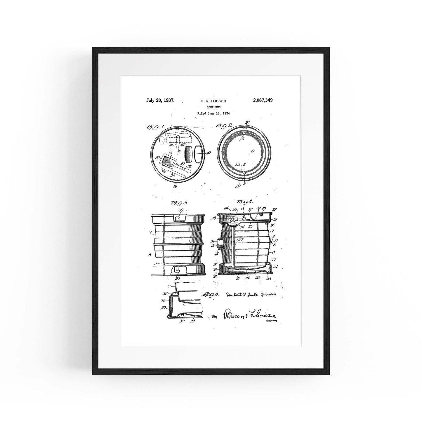 Vintage Beer Keg Patent Man Cave Gift Wall Art #2 - The Affordable Art Company