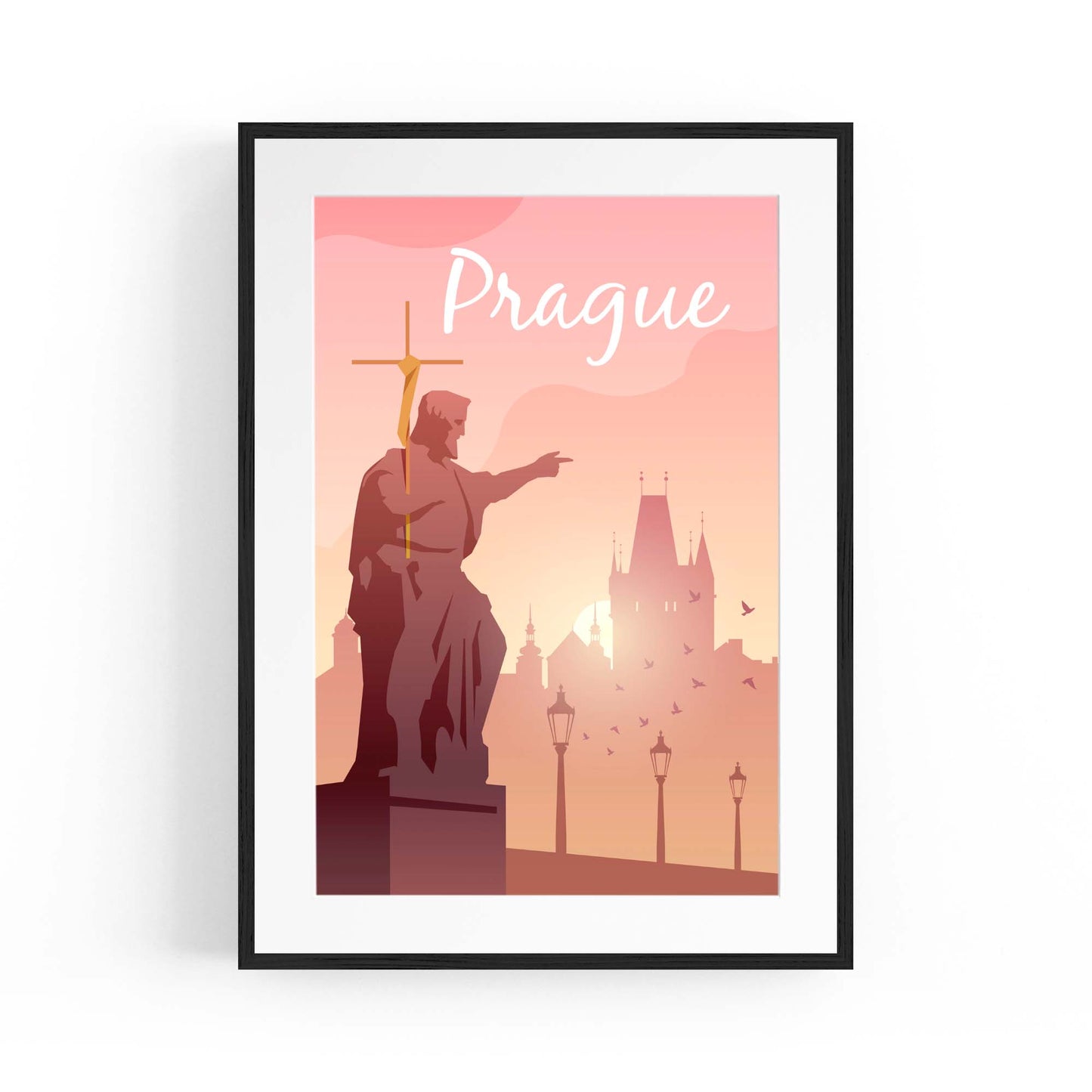 Retro Prague Czech Vintage Travel Europe Wall Art - The Affordable Art Company