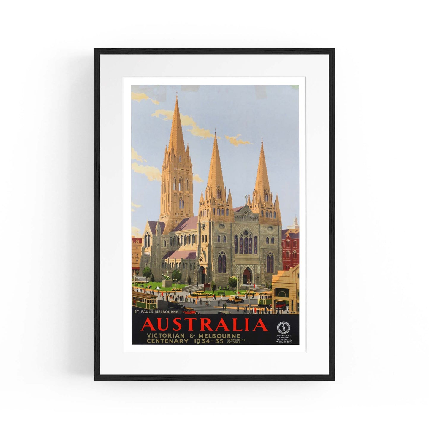 Vintage St Paul's Cathedral Melbourne Advert Art - The Affordable Art Company