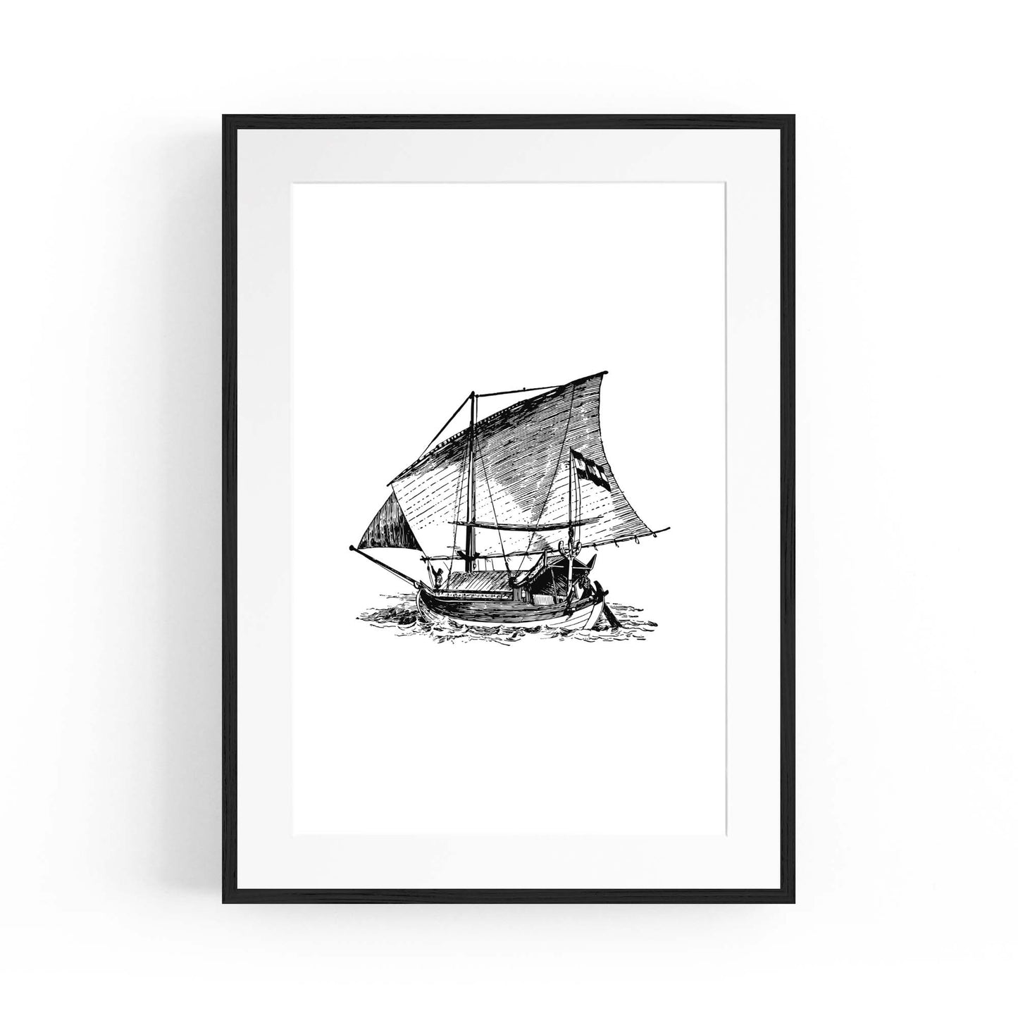 Sail Boat Coastal Drawing Nautical Coast Wall Art #1 - The Affordable Art Company