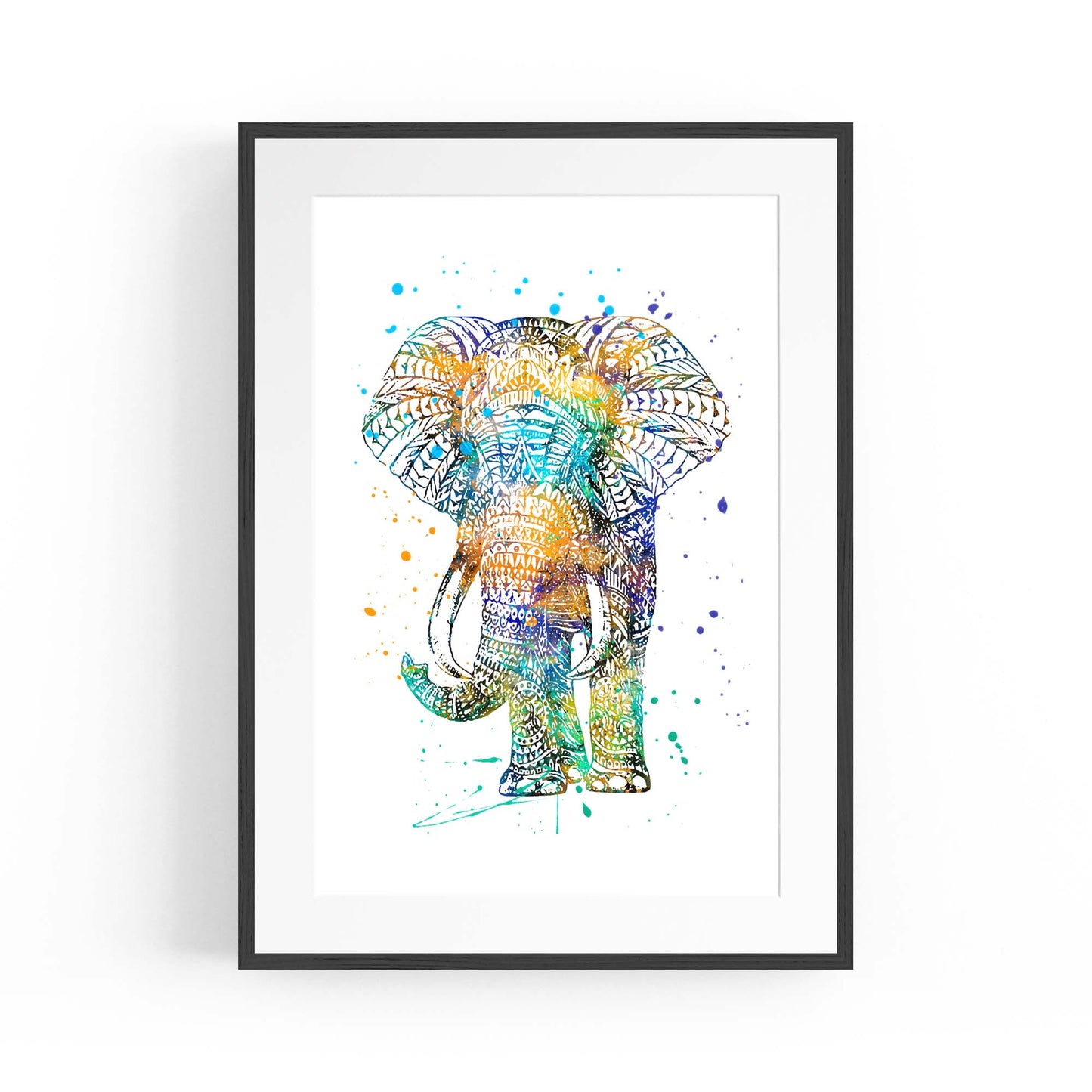 Elephant Mandala Cute Pattern Animal Wall Art - The Affordable Art Company